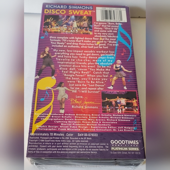 Richard Simmons Disco Sweat 1994 Exercise Sealed VHS Tape Workout Video - NOS - Picture 3 of 5
